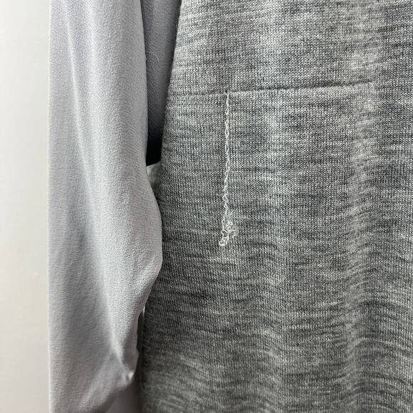 VINCE Light Gray Heather Cashmere Tunic Top with Stretch-Silk Sleeves Scoop L - Picture 7 of 10
